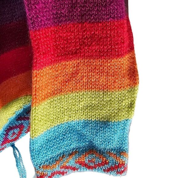 Sweater Hooded Peru Peruvian Alpaca Womens Size Small Rainbow Hoodie - Picture 7 of 10
